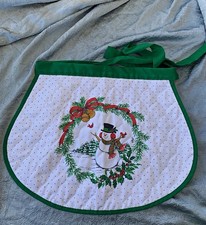 Quilted Cotton Holiday half Apron Christmas Snowman - no stains very clean