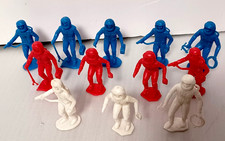 Plastic Space Men Astronaut Figures Red, White, Blue 12 Fig. Vintage 1960s MPC