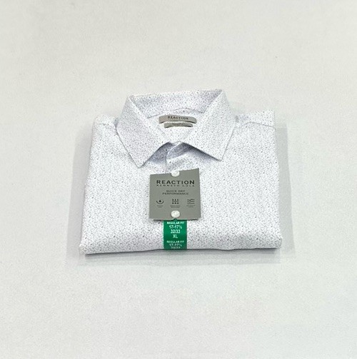 Kenneth Cole Reaction Men's Quick Dry Performance Dress Shirt, White/Blue, XL