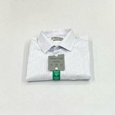 Kenneth Cole Reaction Men's Quick Dry Performance Dress Shirt, White/Blue, XL