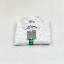 Kenneth Cole Reaction Men's Quick Dry Performance Dress Shirt, White/Blue, XL