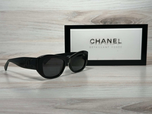 Chanel 5493 Polarized Black Rectangle Sunglasses - Ships Now!