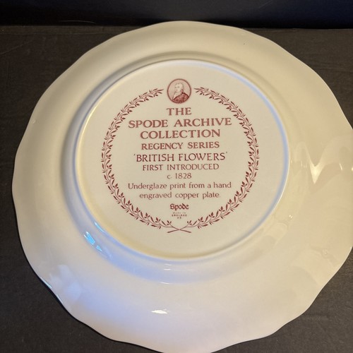 VTG Spode British Flowers Red 10⅞" Plate Archive Collection Regency Series EUC - Picture 2 of 5
