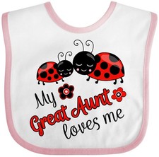 Inktastic My Great Aunt Loves Me With Cute Ladybugs Baby Bib Auntie Grandniece