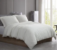 3pc Duvet Cover Bedding Set – Linen Cotton with Hemstitch Design