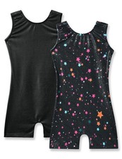 Leotards for Girls Gymnastics Size 4t 5t Sparkly Sleeveless Black Soft Biketa...
