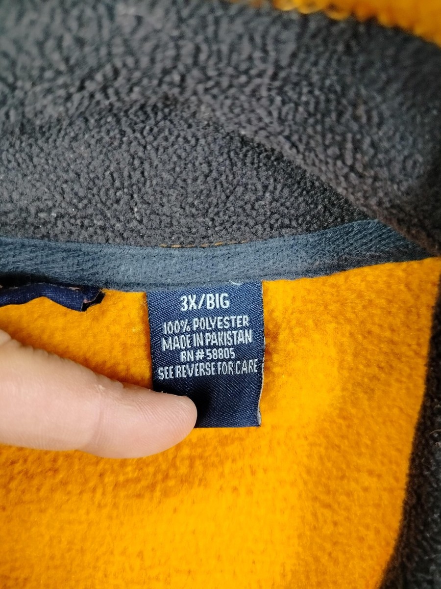 Vintage Harbor Bay Jacket Mens Big 3X Orange Fleece Full Zip