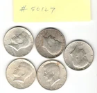 1964 Kennedy Half Dollar 90% Silver Circulated Qty5  "Actual Coins Pictured"