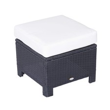 Image of Outsunny Rattan Footstool Wicker Ottoman w/ Padded Seat for Backyard Garden