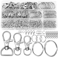 360 Pcs Metal Keychain Clips Hooks Rings Craft Kit