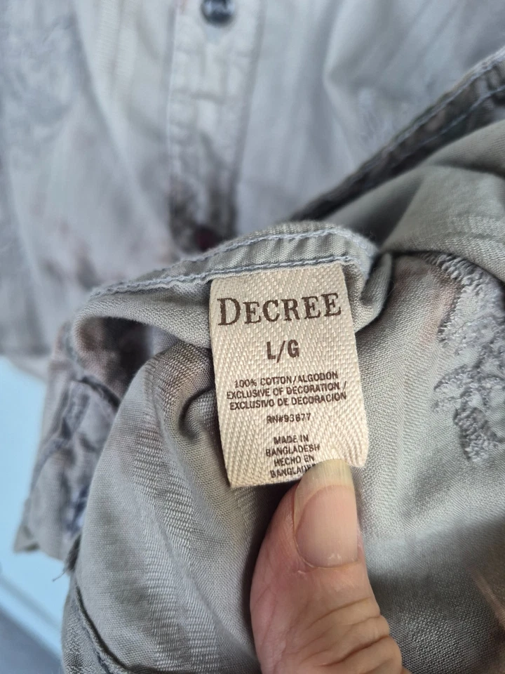 Camisa Western Para Hombres Decree Neutral Tie-dye Plateada y Gris Grande L/S Bordada Foto 4 de 4