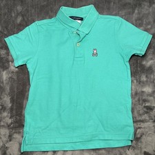 Psycho Bunny Polo Boys Youth Small 7-8 Bunny Logo Pima Cotton Green Teal