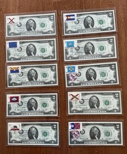 1976 $2 Dollar Bill Collection, all 50 state stamps, postmarked April 13, 1976