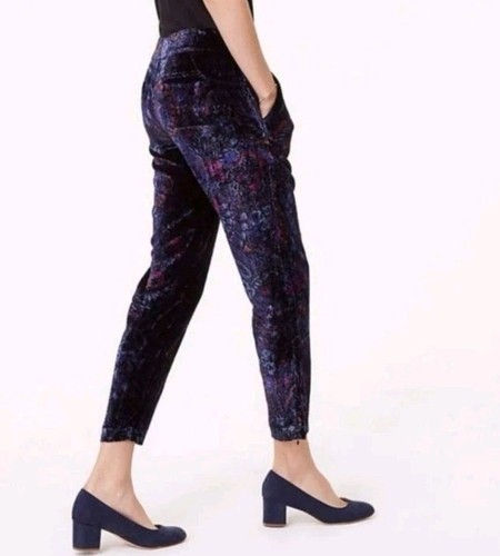Pantalones de Terciopelo LOFT Ajustados Paisley Estampado Floral Azul Marino Oscuro - Talla 6 - Imagen 6 de 12