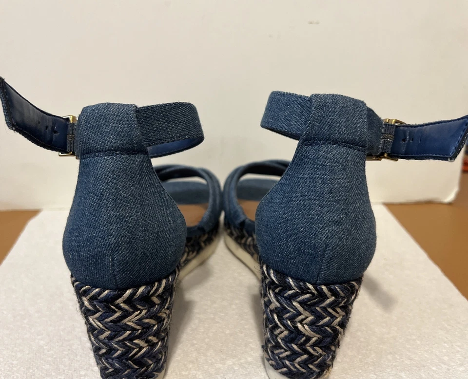 Sandalias alpargata Vince Camuto Jilesa azul denim talla 7 tacón ancho de cuña Foto 3 de 4