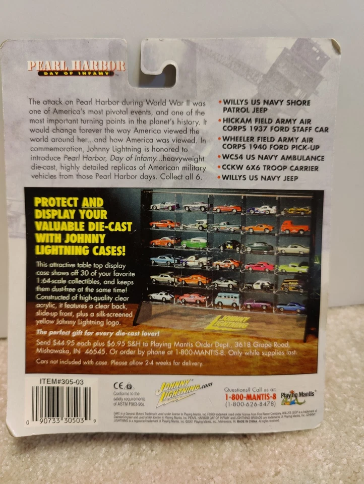 New Johnny Lightning MIL001 Pearl Harbor Day Of Infamy Willys US Navy Jeep - Image 3 of 3