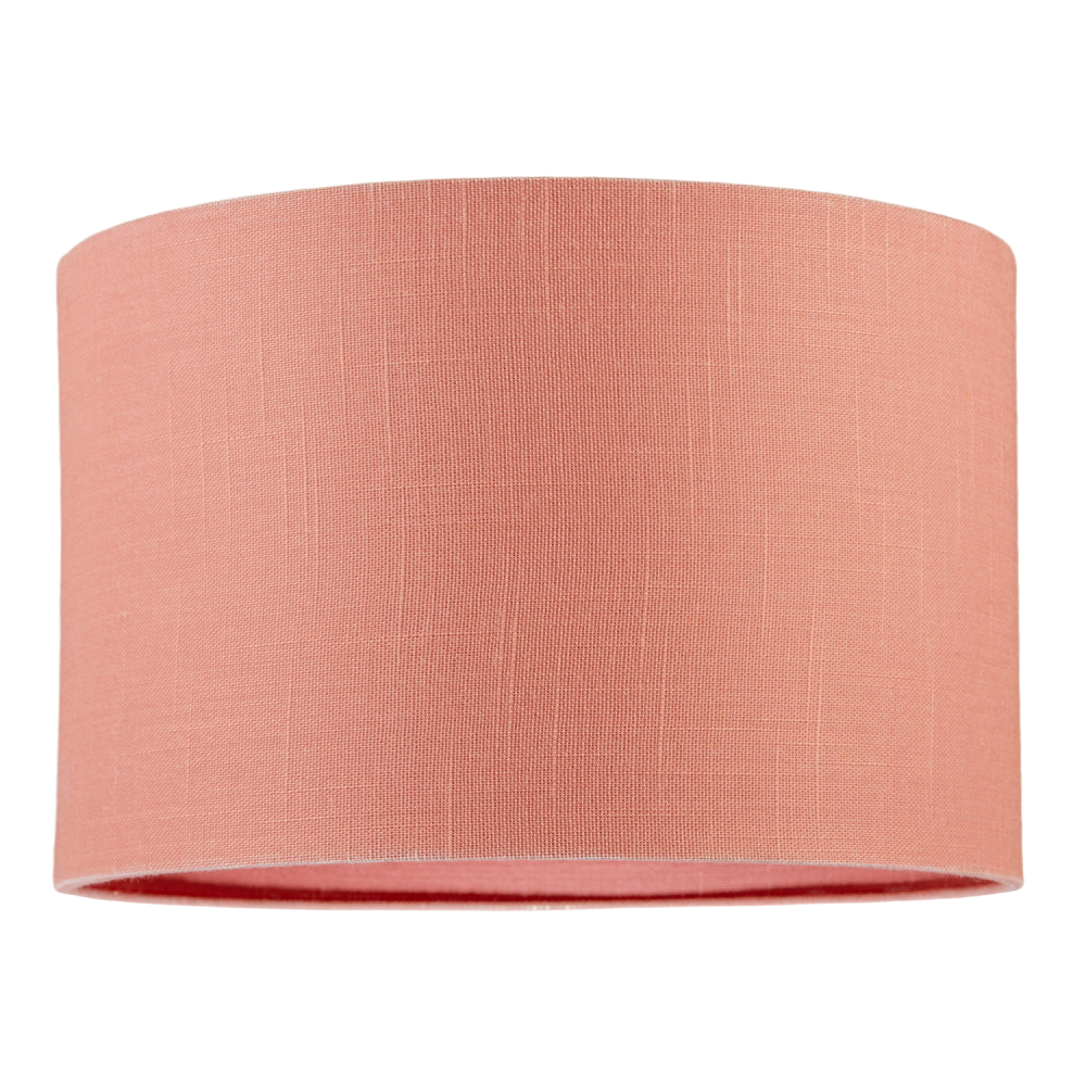 Chic Designer Peach Palazzo Textured Linen Fabric Circular Lamp Shade by Happ...
