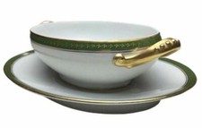La Seynie Gravy Boat w/ Underplate Clover Limoges P P France Porcelain Antique