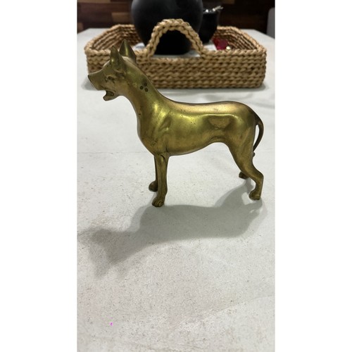 VINTAGE BRASS GREAT DANE FIGURINE 7" X 7-1/2"