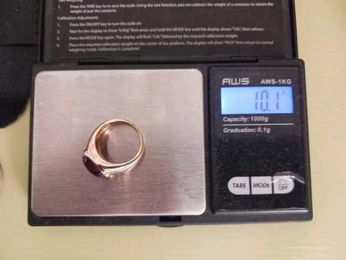 14k Yellow Gold Amethyst Cabochon & Diamond Ring Approx: 10.1 Grams, Size 7-7.25 - Picture 24 of 24