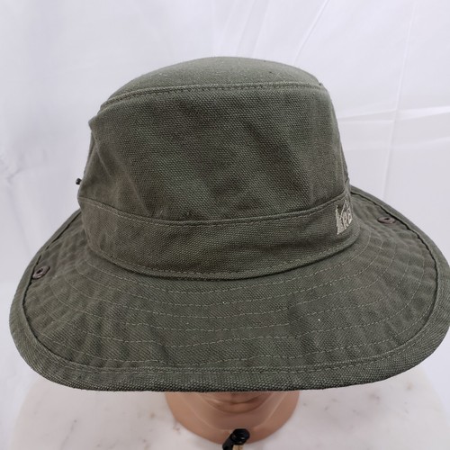 Vintage REI Boonie Cap Green Canvas Hat Wide Brim Medium USA