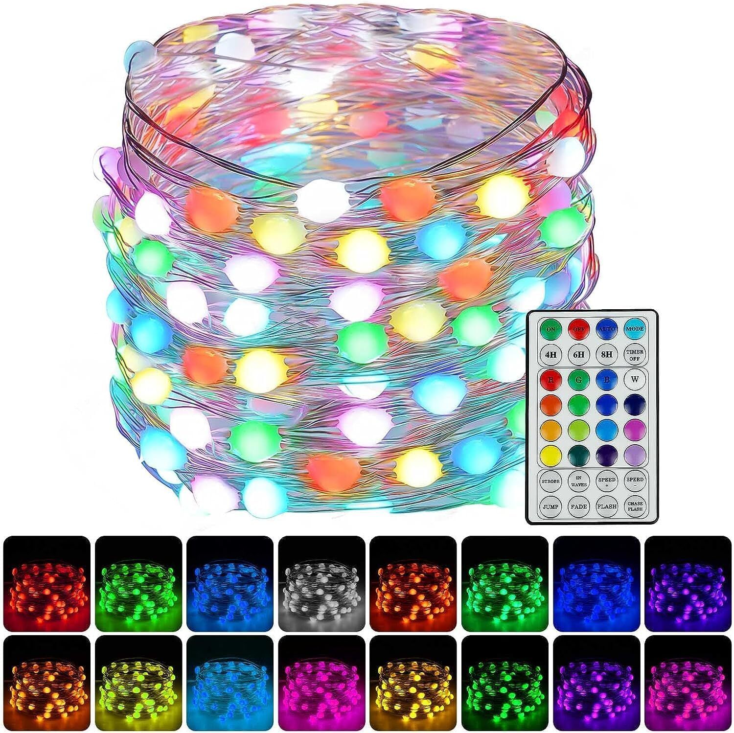 Color Changing Fairy String Lights with Remote 1 Pack, RGB (Red, Green, Blue)