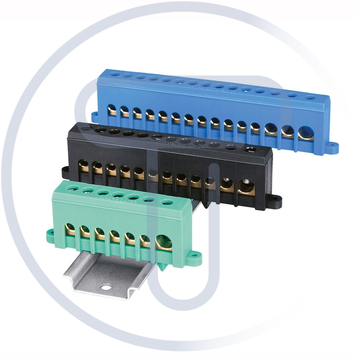 Morsettiera isolata barra din, 7 contatti, 1x35 mm2 6x16 mm2, blu Elettrocanali