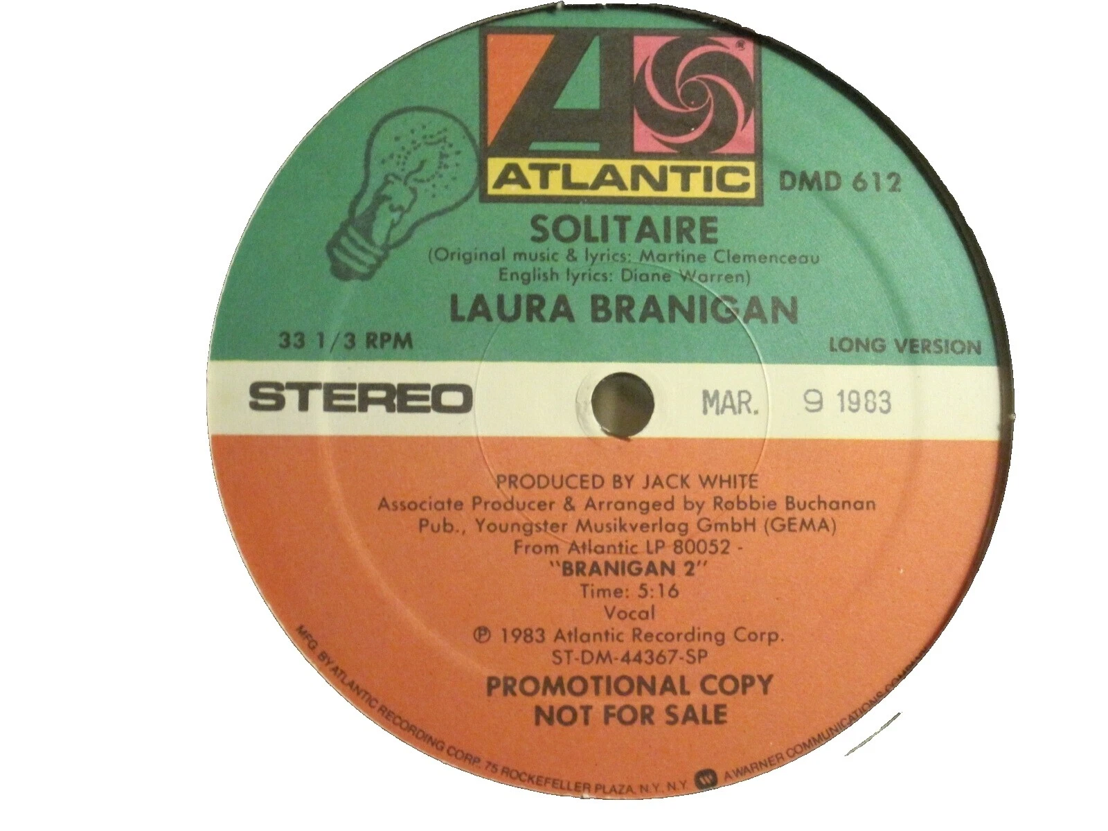 Laura Branigan Single 33 RPM Speed Vinyl Records