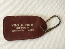 Vintage Wedekind Motors Schenectady NY Keychain, New York Coin Holder Key Ring