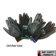 **SALE** 144 Pairs LIBERTY P-GRIP WORK GLOVE BLACK PU POLYURETHANE PALM SP4638BK