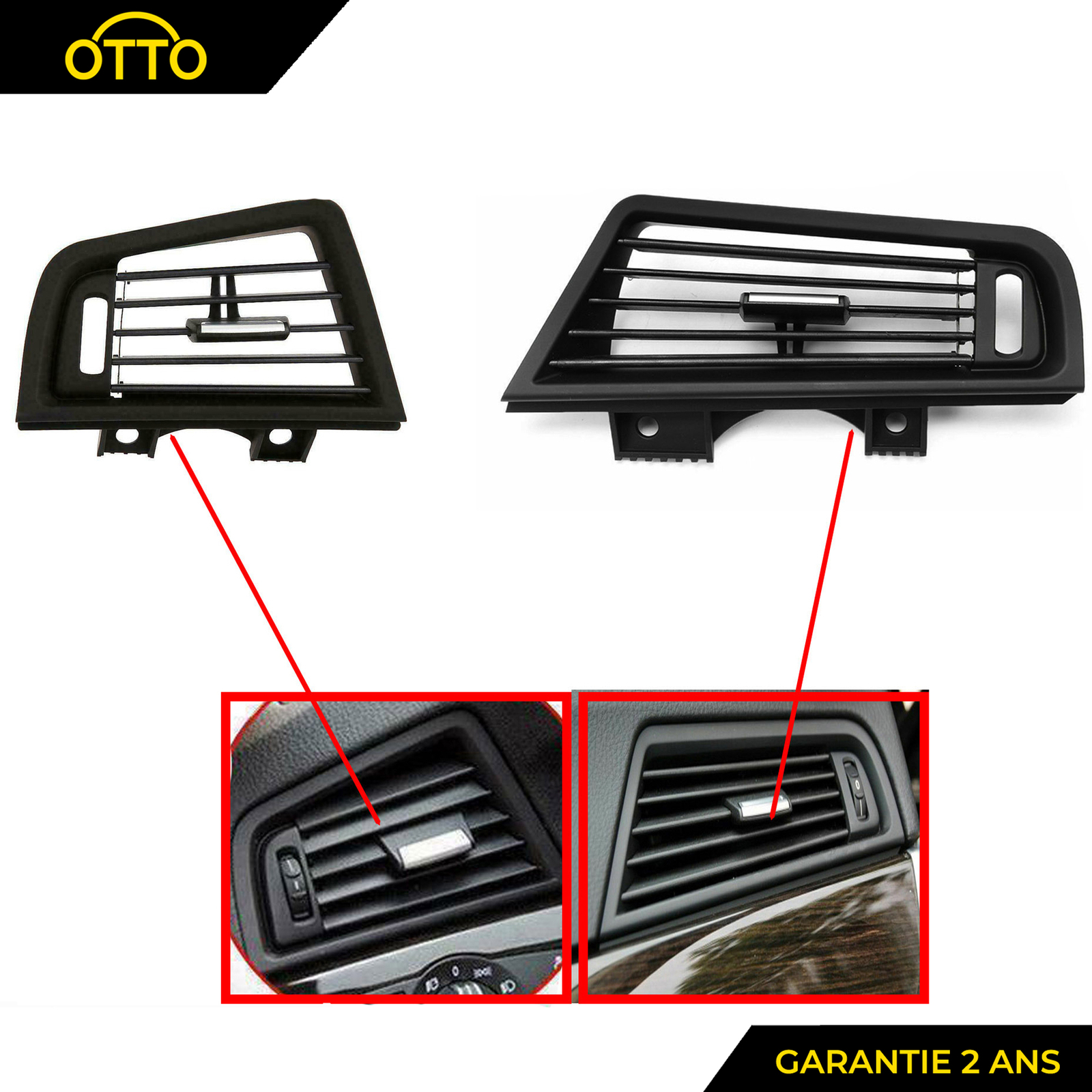 Grille de ventilation avant finition premium pour restauration d'habitacle berline