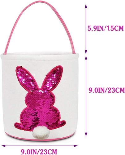 Easter Basket Bags, Bunny Tote Bag Bucket for Easter Eggs, Toys, Candy, Gifts (P - Picture 2 of 12