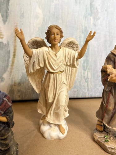 Regali Tre Regali Vita Reale Natività Pastori e Angeli Figure per 10”Stabile VG - Foto 5 di 10