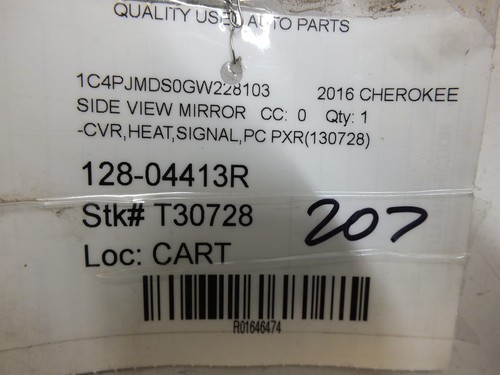14 15 16 17 18 2014 2015 2016 JEEP CHEROKEE PASSENGER RIGHT MIRROR HEATED #207 - Picture 9 of 9