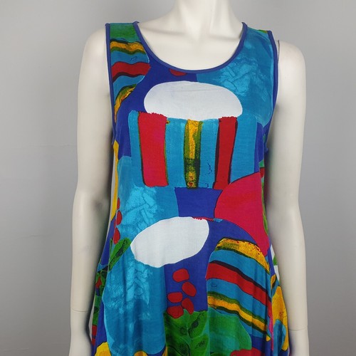 Orientique Size 10 Maxi Dress Colourful Pockets Rayon Round Neck Sleeveless - Picture 2 of 12