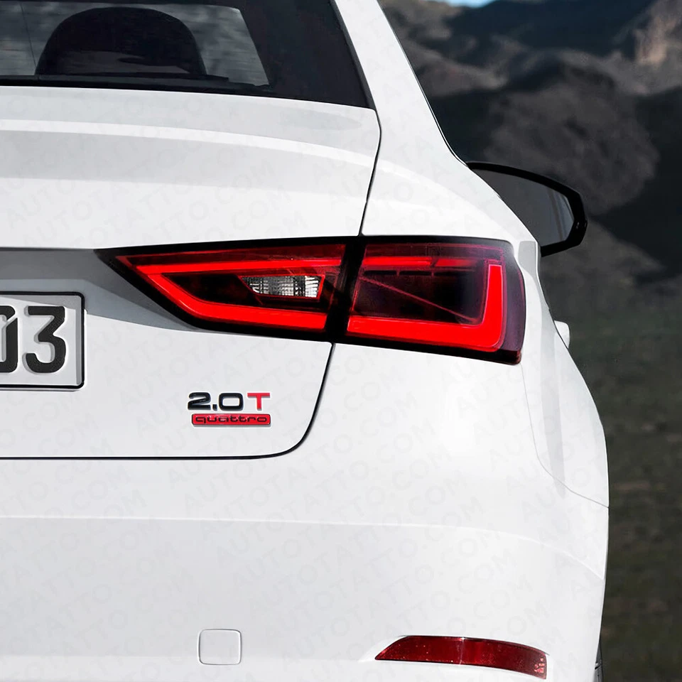 17-22 Rear Trunk Lid 2.0T Quattro Nameplate Emblem Badge Black & Red — 第 4/4 张图片