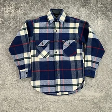 Vintage JC Penney Shirt Mens Small Blue Plaid Heavy Flannel 70s 80s USA Grunge