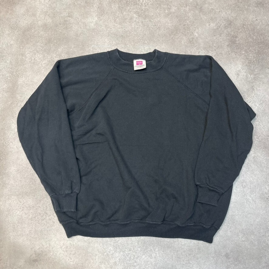 Hanes Herway Sweatshirt Womens Medium Pull Over Blank Y2K Jumper, Black