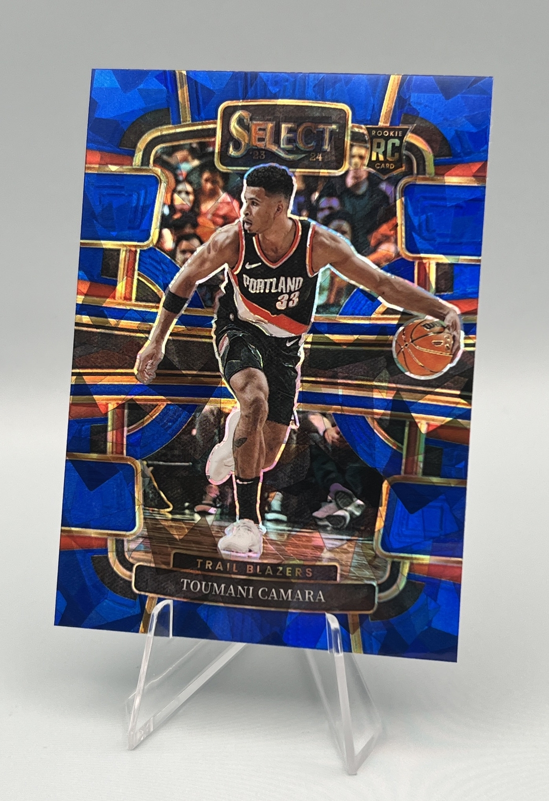 2023-24 Panini Select Toumani Camara RC #81 Blazers Blue Cracked Ice Prizm