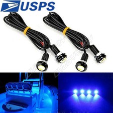 4x Round Marine Boat Led Courtesy Lights Cabin Deck Stern Navigatioin Light Blue