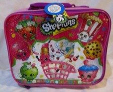 SHOPKINS CHARACTERS ALLOVER 9.5" PINK INSULATED LUNCHBOX LUNCH BAG-BRAND NEW 
