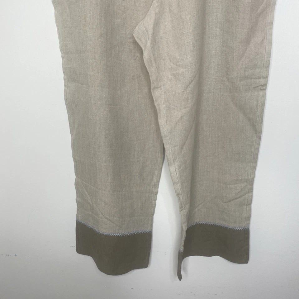 Pantalones de Lino J JIll 20 Beige NUEVO Bolsillos Planos Frontales Laterales Cremallera Pierna Ancha Capas look Foto 4 de 4