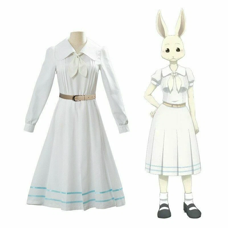 Anime Beastars rabit Haru Cosplay Costume White School Unfiorm