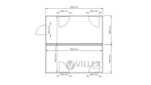 Bürocontainer - 6,0 m x 6,0 m Doppelanlage Villex - mit Elektrik – NEU! - Bild 8 von 10