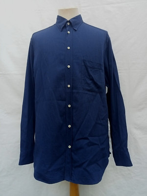 GIORGIO ARMANI Men's Dress Shirt 41, 16 Navy Blue Cotton