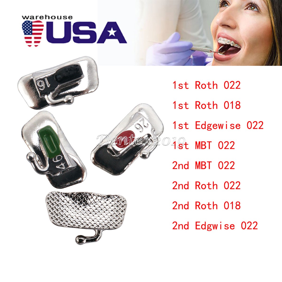 Dental Buccal Tubes AZDENT Orthodontic Buccal Tubes Roth 0.022 - 80pcs Non-Convertible 1st Molar Tubes Dental Laboratory Orthodontic Mini Roth Brackets Tubes