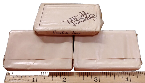 3 THREE SWEET HEART HOTEL MOTEL COMPLEXION MINI SOAP BARS 0.39 OZ VINTAGE - Picture 3 of 3
