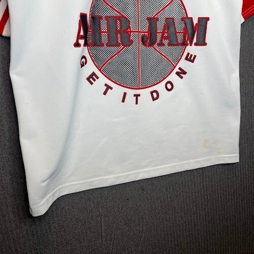 Camisa Base Camp Masculina Extra Grande/2XL Branca Vintage Hip Hop Oversized Air Jam Sport Y2k - Imagem 4 de 4