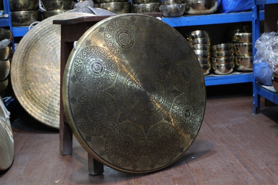 50 cm to 100 cm Mandala designs gong - Tibetan Handcrafted Large Gong ...