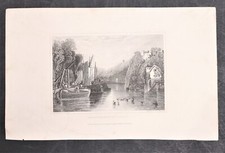 Antique Engarving Knaresborough Castle Mansell